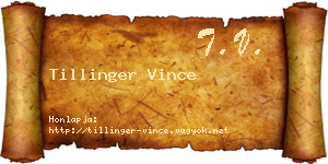 Tillinger Vince névjegykártya
